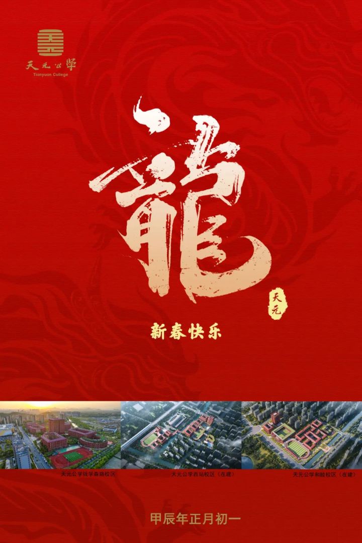金龙腾飞，甲辰呈祥丨天元公学祝您新春快乐！